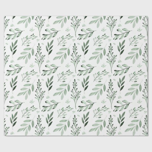 Papier Cadeau Feuilles verts (Plat)