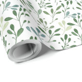 Papier Cadeau Feuilles verts (Coin rond)