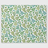 Papier Cadeau Feuilles verts. Aquarelle florale. Botanique d'été (Plat)