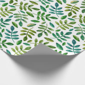 Papier Cadeau Feuilles verts. Aquarelle florale. Botanique d'été (Coin)