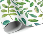 Papier Cadeau Feuilles verts. Aquarelle florale. Botanique d'été (Coin rond)