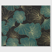 Papier Cadeau Feuilles verts or (Plat)