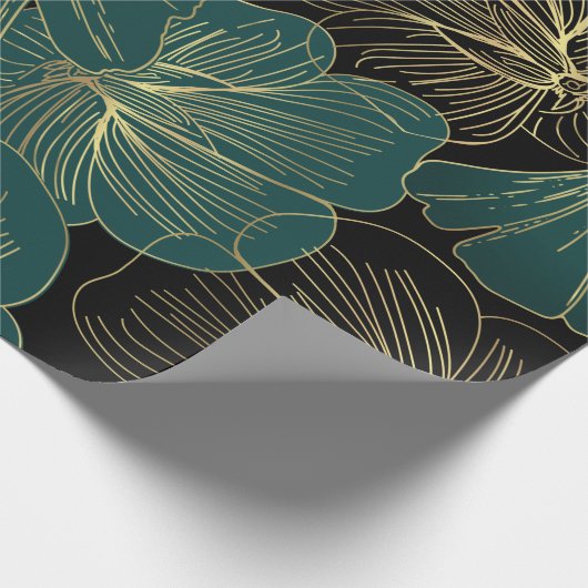 Papier Cadeau Feuilles verts or (Coin)