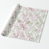 Papier Cadeau Feuilles verts rose tropical (Déroulé)
