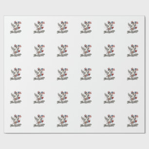 Papier Cadeau FeuQuacker Oie Patriotique Vintage 4 juillet Dé