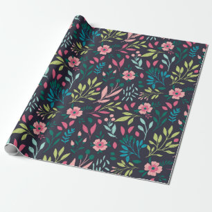 Papier Cadeau Feutre floral coloré avec fleurs et feuilles
