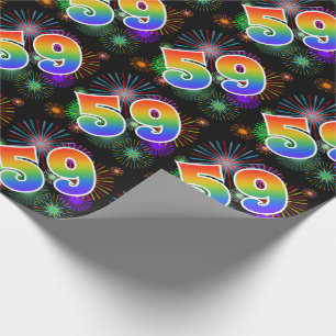 Papier Cadeau Feux d'artifice colorés + Motif arc-en-ciel Événem