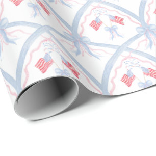 Papier Cadeau Feux d'artifice du 4 juillet à l'aquarelle