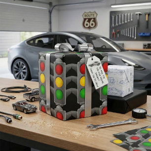 Papier Cadeau Feux de circulation Rouge Jaune Vert Signal