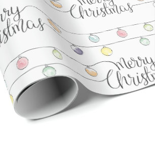 Papier Cadeau Feux de Noël aquarelle Joyeux Noël