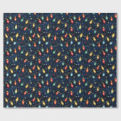 Papier Cadeau Feux de Noël design avec brillance scintillante (Plat)