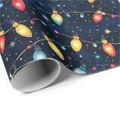 Papier Cadeau Feux de Noël design avec brillance scintillante (Coin rond)