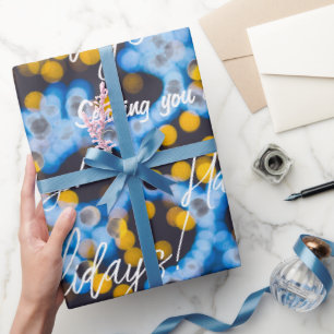 Papier Cadeau Feux de Noël jaune bleu