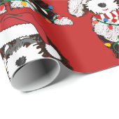 Papier Cadeau Feux de Noël Sheepadoodé Rouge (Coin rond)