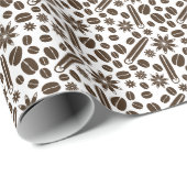 Papier Cadeau Fèves de café, cannelle et motif de vanille (Coin rond)