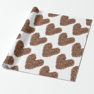 Papier Cadeau Fèves de café Coeurs