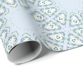 Papier Cadeau Fez Starburst Trellis in Slate and Green (Coin rond)