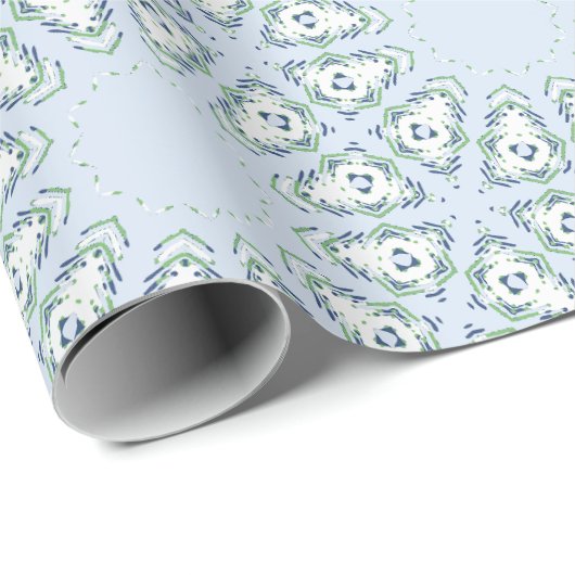 Papier Cadeau Fez Starburst Trellis in Slate and Green (Coin rond)