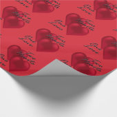 Papier Cadeau Fiançailles mariage papier enveloppant deux coeurs (Coin)