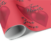 Papier Cadeau Fiançailles mariage papier enveloppant deux coeurs (Coin rond)