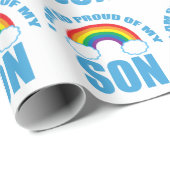 Papier Cadeau Fier de mon fils Gay pride arc-en-ciel Parent (Coin rond)