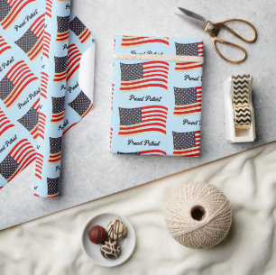 Papier Cadeau Fier Patriot Drapeau Américain, Fête de l'Indépend