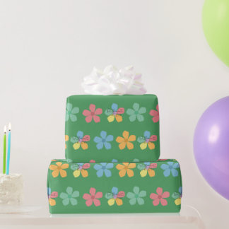 Papier Cadeau Fierté de l'autisme Différent Pas Moins Fleurs Ver