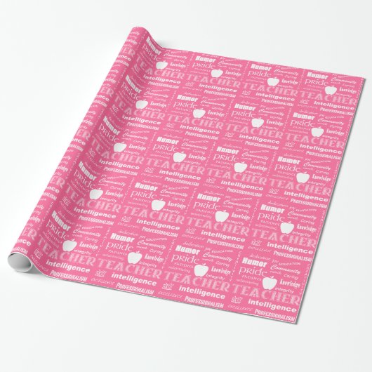 Papier Cadeau Fierté de l'enseignant Cloud+Pomme/rose douce (Déroulé)