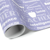 Papier Cadeau Fierté de l'enseignant Word Cloud+Apple/Purple dou (Coin rond)