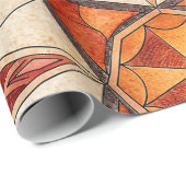 Papier Cadeau Fiery Red and Orange Starburst - Geometric Mosaic (Coin rond)