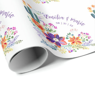 Papier Cadeau FIESTA Cactus Artisanat Fleurs Personnalisé