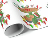 Papier Cadeau Fiesta Cactus avec guitare et poivrons dansants (Coin rond)