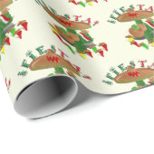 Papier Cadeau Fiesta Cactus, Guitare et Poivrons dansants (Coin rond)