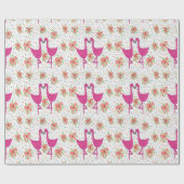 Papier Cadeau Fiesta Flamant rose Floral (Plat)