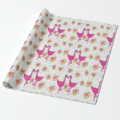 Papier Cadeau Fiesta Flamant rose Floral (Déroulé)