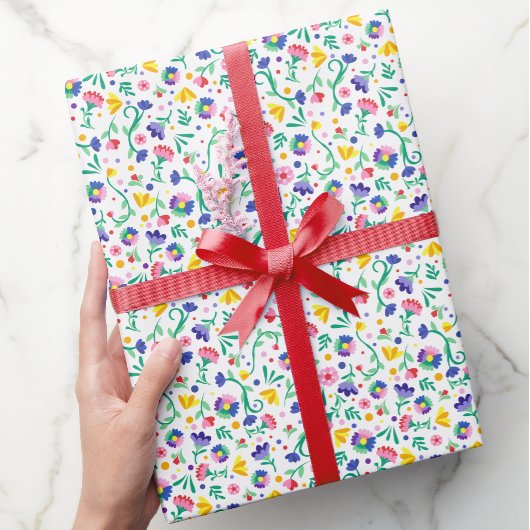 Papier Cadeau Fiesta Florale mexicaine Fête Design