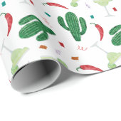 Papier Cadeau Fiesta mexicaine, Margaritas et poivrons chili (Coin rond)