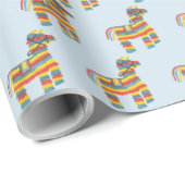 Papier Cadeau ¡FIESTA ! Motif de piñata sur bleu pâle (Coin rond)