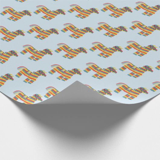 Papier Cadeau ¡FIESTA ! Motif de piñata sur bleu pâle (Coin)