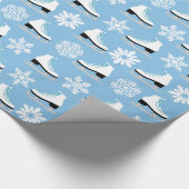 Papier Cadeau Figure bleue patins et Noël de flocons de neige (Coin)