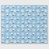 Papier Cadeau Figure bleue patins et Noël de flocons de neige (Plat)
