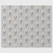 Papier Cadeau Figure de bâton de mariée avec bouquet de margueri (Plat)