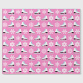 Papier Cadeau Figure rose patins et Noël de flocons de neige (Plat)