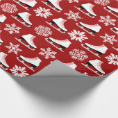 Papier Cadeau Figure rouge patins et Noël de flocons de neige (Coin)