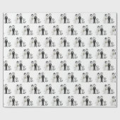 Papier Cadeau Figures de mariés avec chien de témoin (Plat)