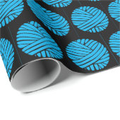 Papier Cadeau Fil bleu clair sur noir (Coin rond)