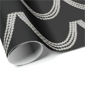 Papier Cadeau fil de perles sur noir (Coin rond)