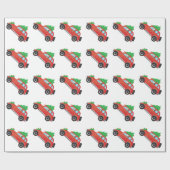 Papier Cadeau Fil Fox Terrier Chien conduisant voiture de Noël (Plat)