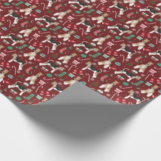 Papier Cadeau Fil Fox Terrier Dog Noël (Coin)