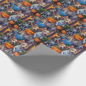 Papier Cadeau Fil Fox Terrier Trick-or-Treating Halloween (Coin)